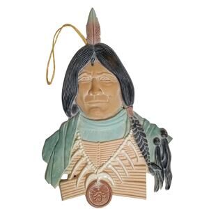 Vintage 60's-70's Sexton Native American Man  Cast Metal Wall Plaque 13" USA